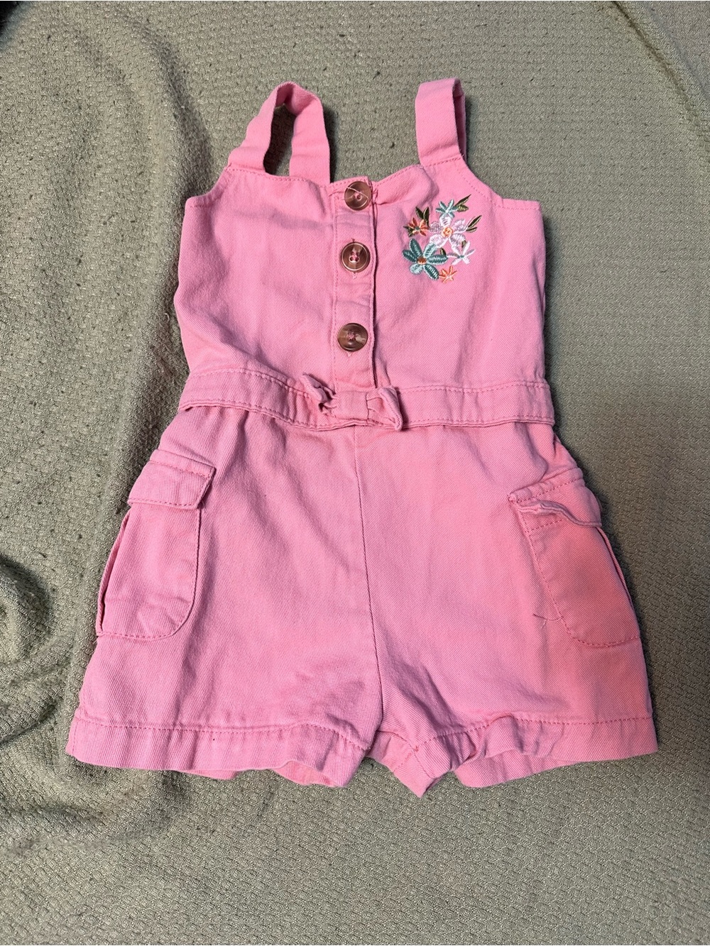 Pink Embroidered Girls' Romper Shorts - Kids Bottoms